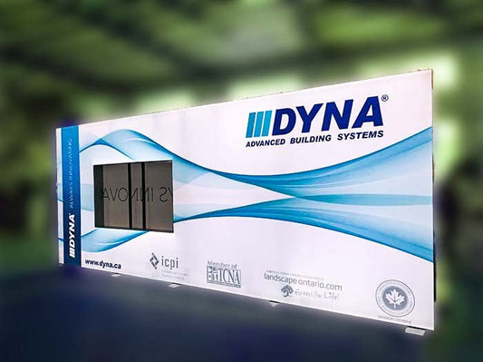20'x10' SEG LED Backlit Fabric Trade Show Booth Using Trade Show Display Monitor Stand