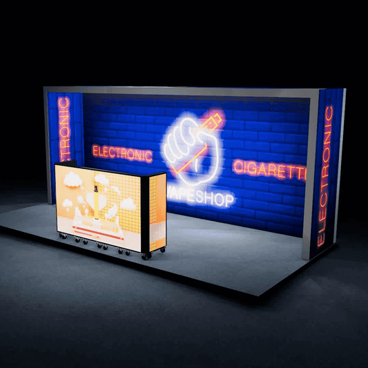 6-Fold LED DJ Booth & Backlit SEG Lightbox Wall 10x20 Exhibit Booth