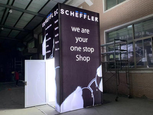 The Island Type Backlit SEG Trade Show Booth Closet