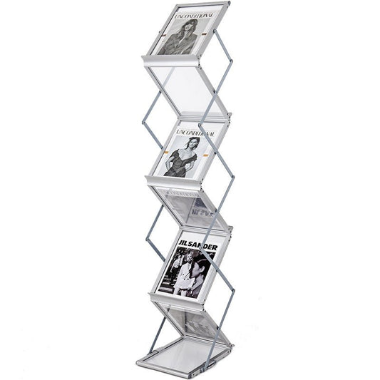 A4 Aluminum Portable Magazine Banner Display Rack Foldable Catalogue Literature Stand Brochure Holder