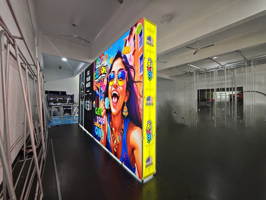 Custom Printed Pop Up Double Sides Tension Frameless Fabric Light Box Backdrop Stand