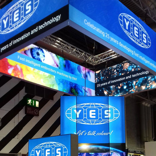 Double-Sided Backlit Trade Show Hanging Sign for TCEA EdTech Trade Show Booth