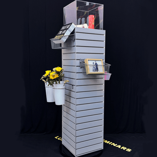 Luminars Rotating PVC Slat Wall Tower Display