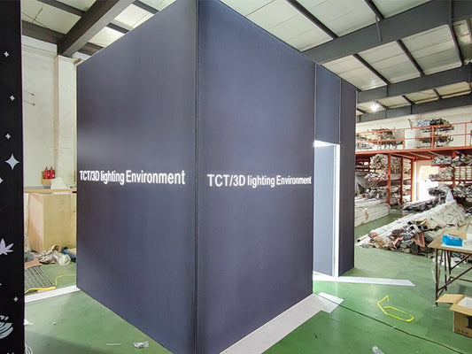 Illuminated Trade Show Display Tower With Lockable Storage Used In IAAPA Show
