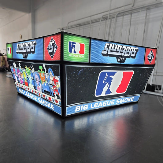 Custom Tapered Square Hanging Sign For Trendy Vape Trade Shows