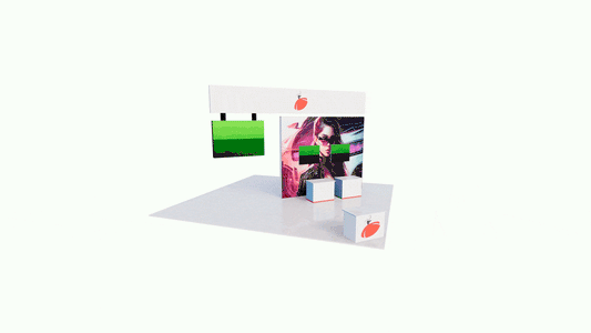 Unique 20x20 Creative Luminars Booth with LED Wall & Counters