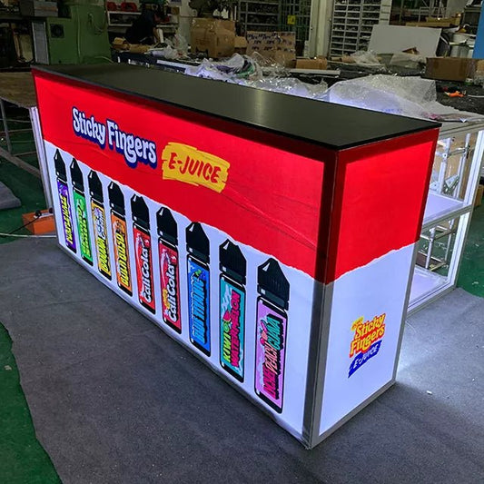 79"x20"x39" Aluminum Trade Show SEG Light Box Back - lit Counter