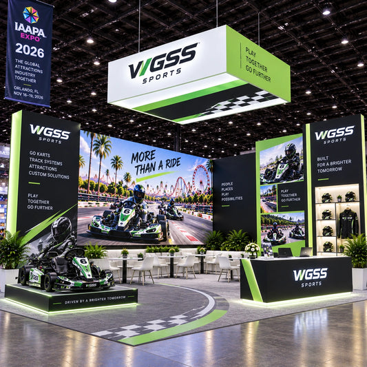 racing black green booth design for ces 2027