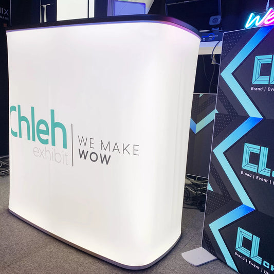 Trade Show Booth Design with Collapsible Counters And Portable Reception Desks At Any Industry Exhibition