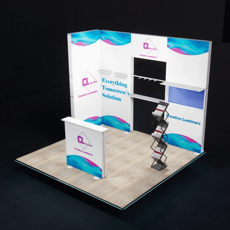 10x10 Versatile Portable LED Fabric Trade Show Booth Display from Creative Luminars