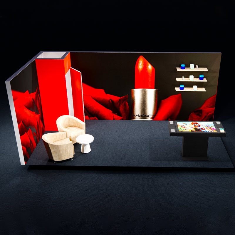 Lipstick Cosmetics Interactive Trade Show Booth Design - 10x20 Display Stand
