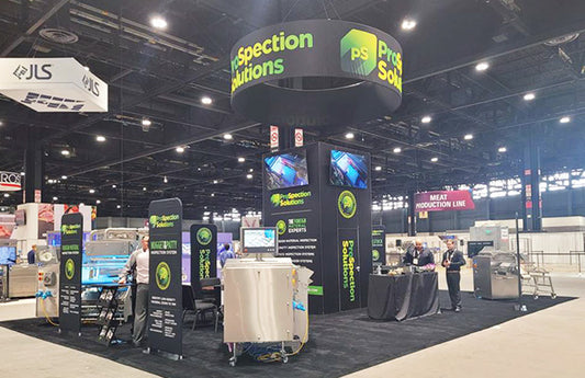 Hybrid Trade Show Exhibition Frameless Booth Design with Backlit Tower Storage and Hanging Signage