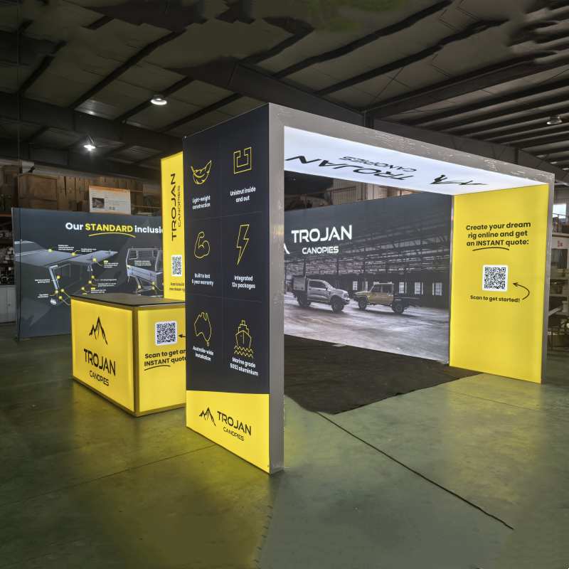 10x20 L Shape tarde show booth, Trojan Canopies