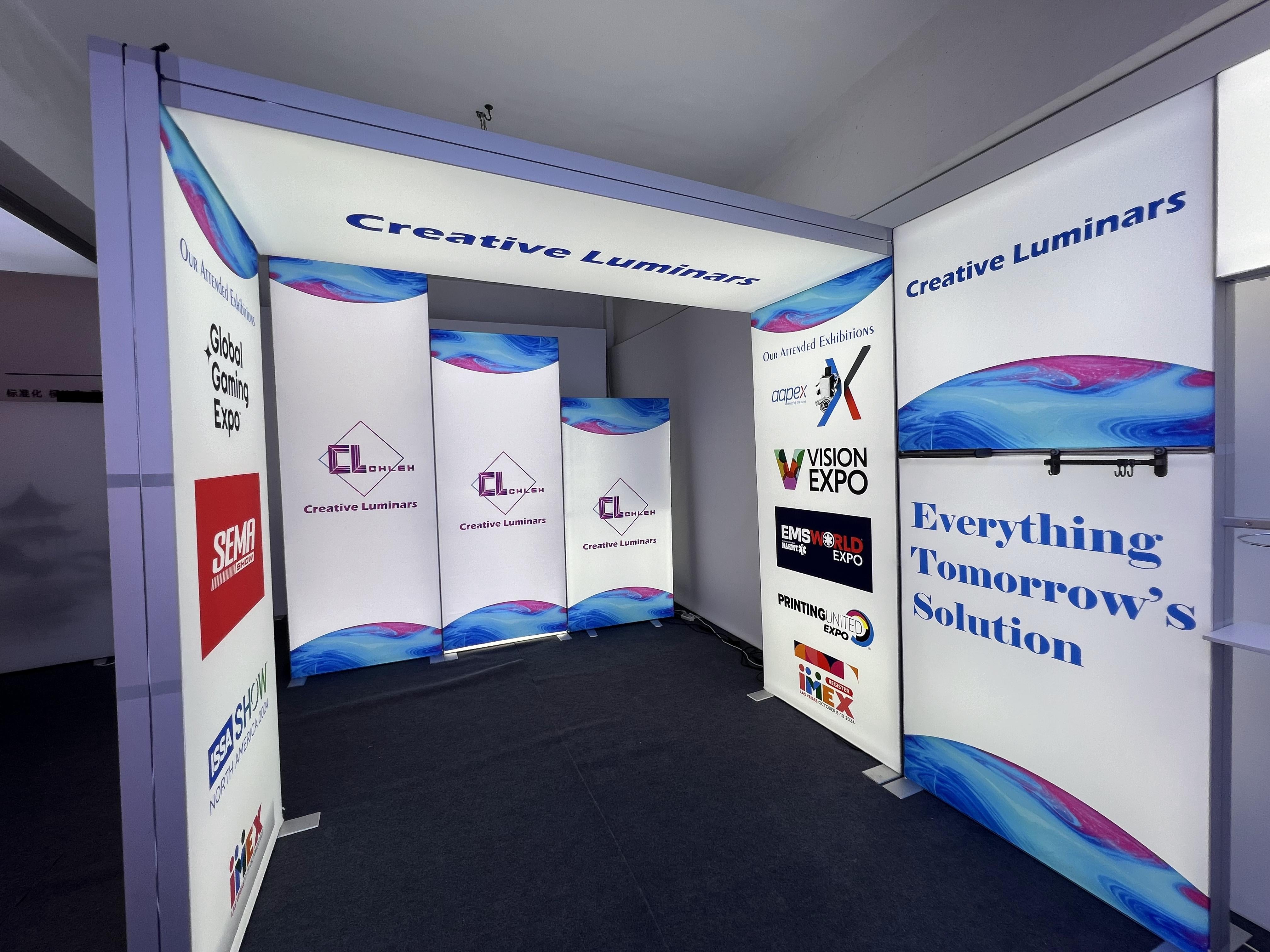 Creative Luminars Signature Portable LED Backlit Fabric Trade Show Display