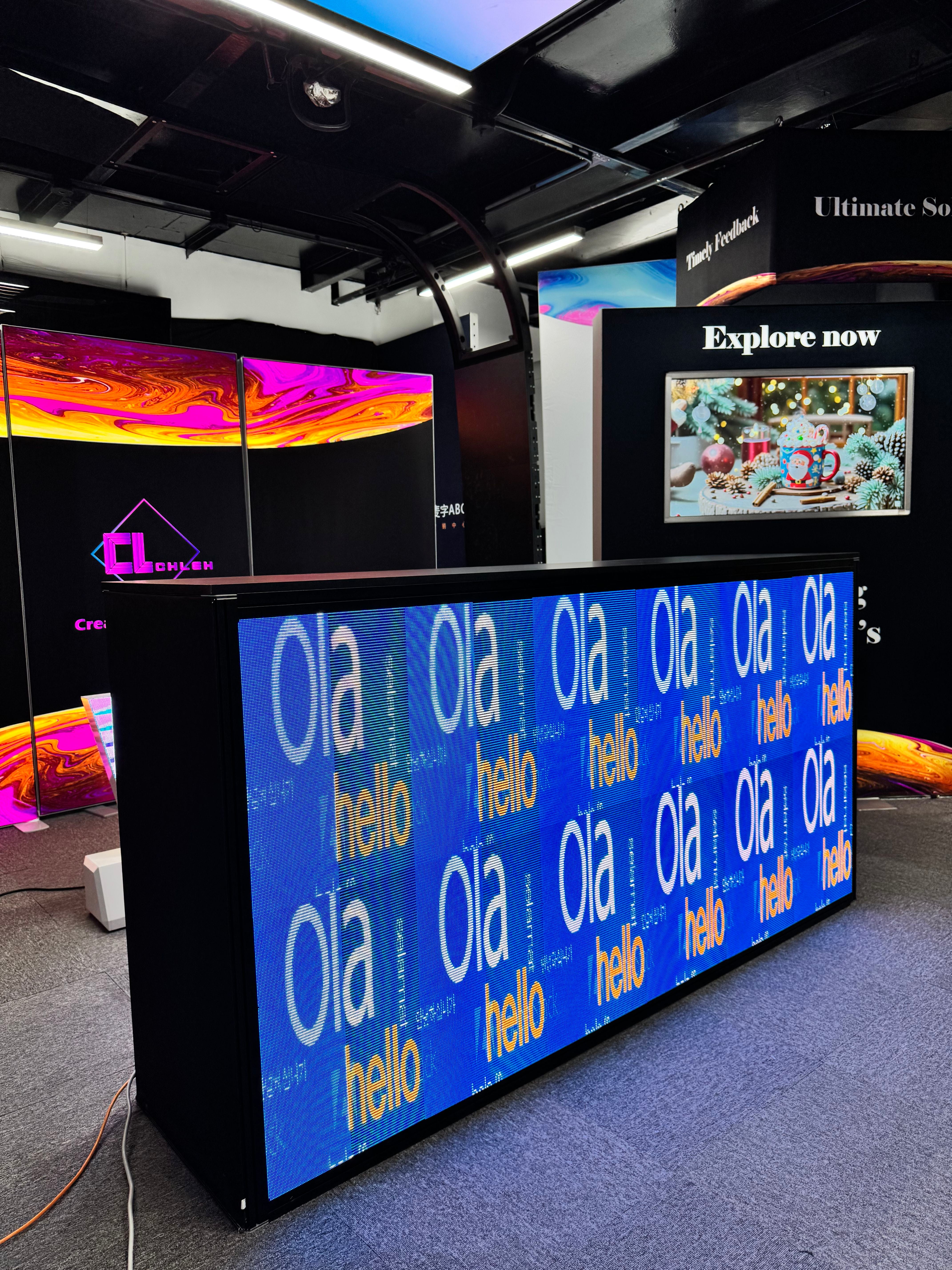 LED Screen Trade Show Table Display with High Quality Visuals and Modern Lighting Design