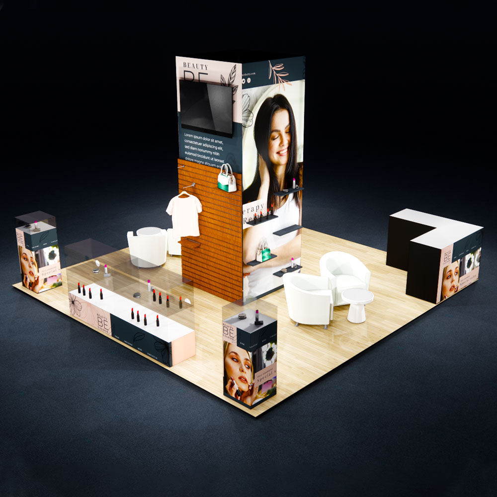 Beauty Salon Trade Show Booth Design - 20x20 Exhibition Stand