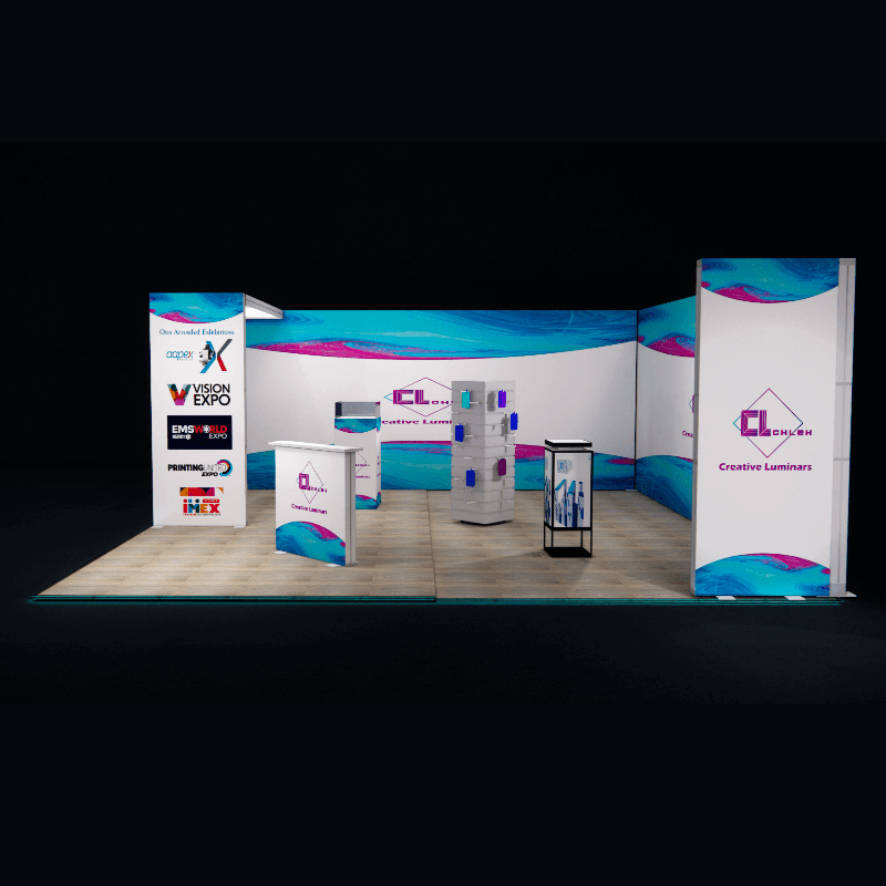 20x20 Aluminum Modular SEG Fabric Lightbox Exhibition Display from Creative Luminars