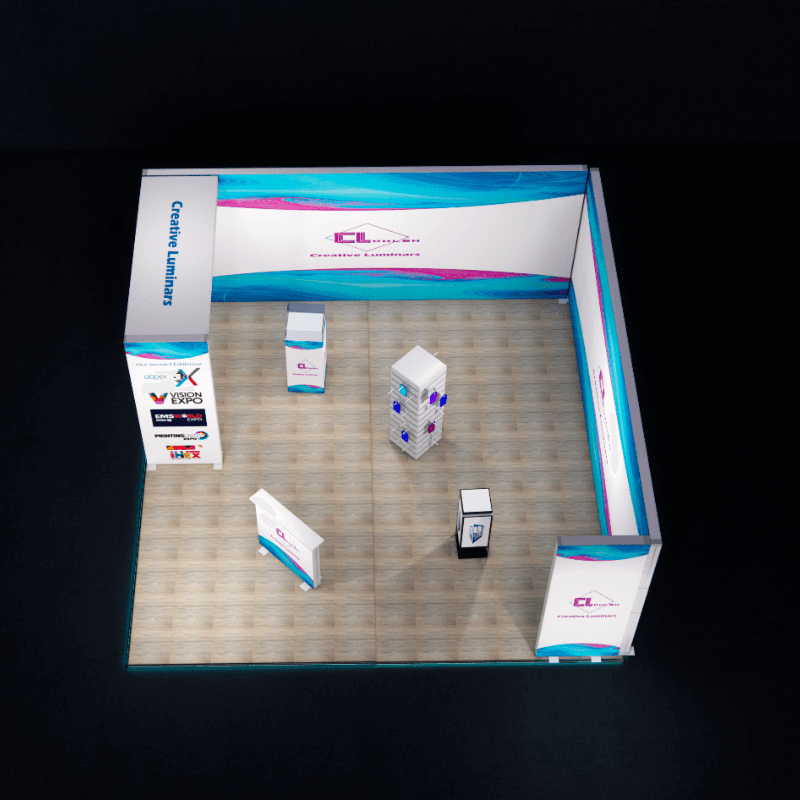 20x20 Aluminum Modular SEG Fabric Lightbox Exhibition Display from Creative Luminars