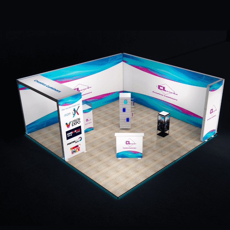 20x20 Aluminum Modular SEG Fabric Lightbox Exhibition Display from Creative Luminars