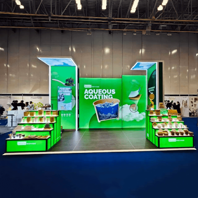 Pack Expo Popular Use 20x20 Custom Modular Hybrid Exhibit Booth Design with 3 - Tier Display Table