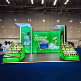 Pack Expo Popular Use 20x20 Custom Modular Hybrid Exhibit Booth Design with 3 - Tier Display Table