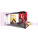 20x20 Custom Trade Show Display with Arch Type Fabric Display & LED Video Wall