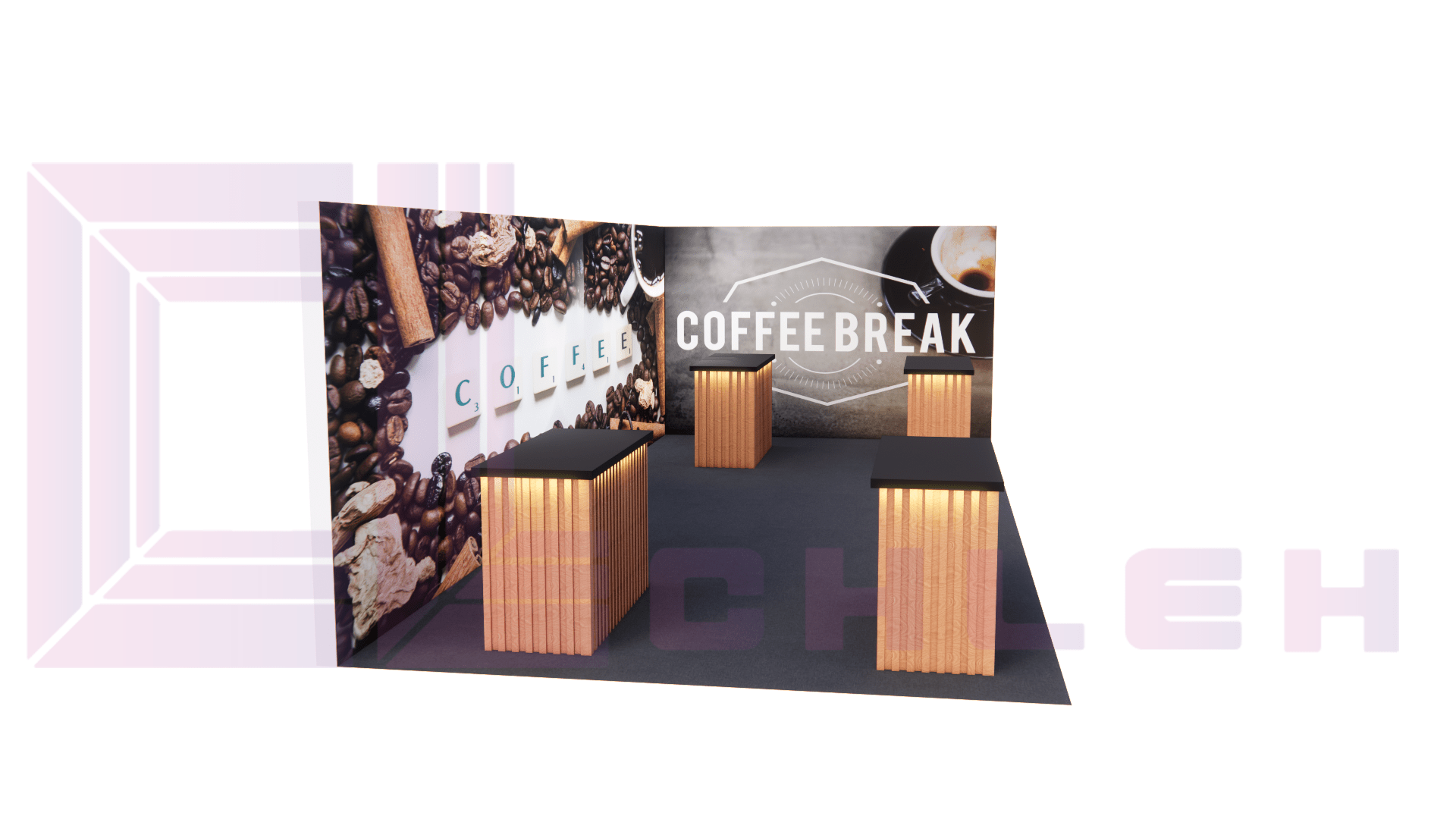 Creative Luminars LED Slat Counter and Signage Unique Design for 20x30 Setup