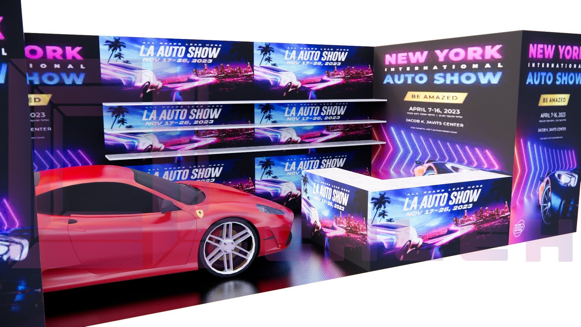 30x10 LED Bright Exhibit Booth Design to Make Your Brand Stand out In Auto Shows