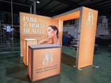 10×10 Portable Beauty Show Booth with Backlit Arch & Showcase