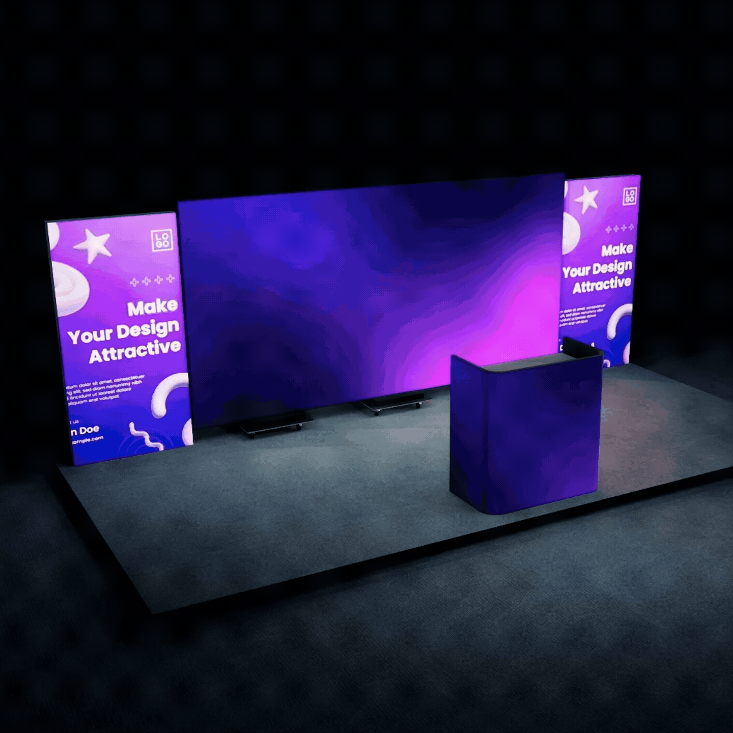 LED Video Wall Display With SEG Backlit Lightbox 3x6m Trade Show Booth