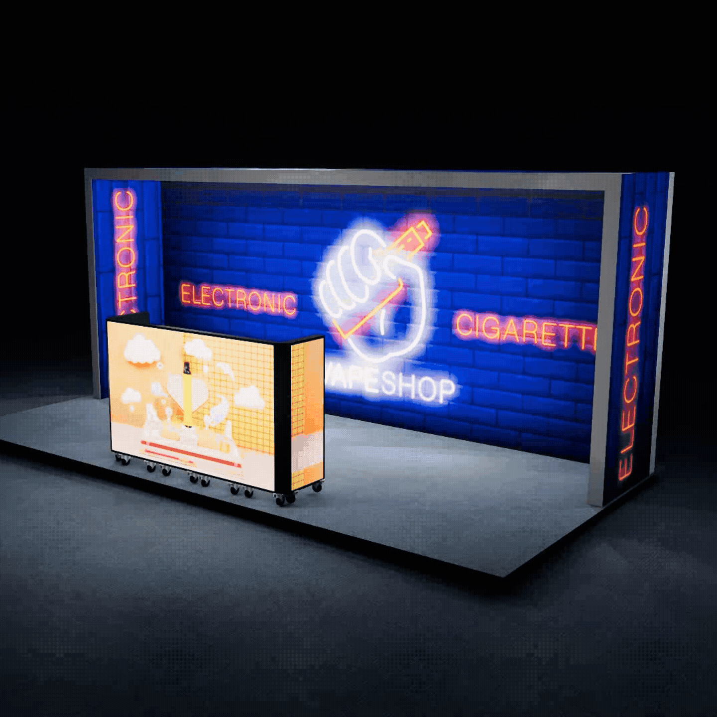 6-Fold LED DJ Booth & Backlit SEG Lightbox Wall 10x20 Exhibit Booth