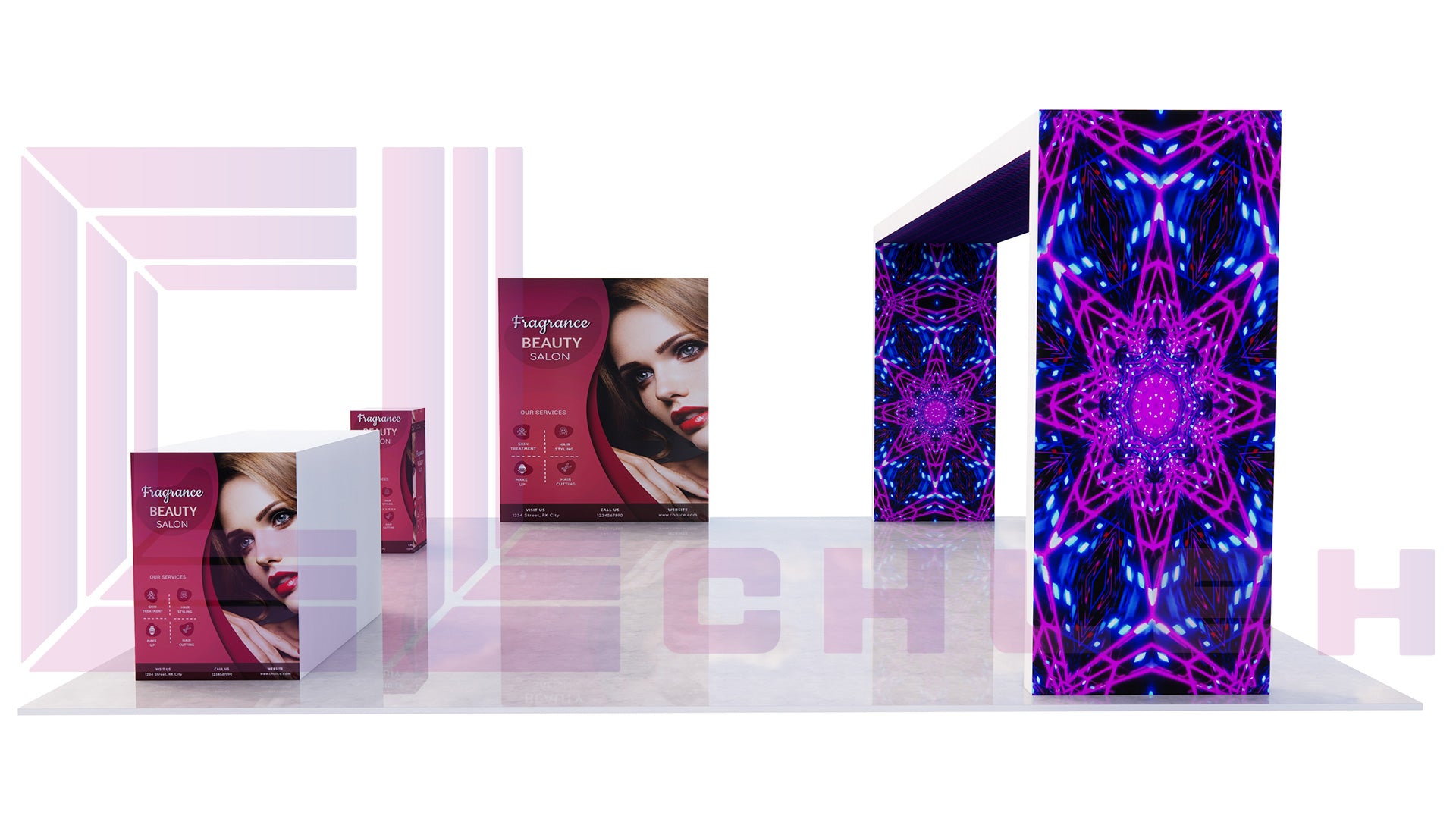 Bright Amazing 20x20 Creative Luminars Booth with LED Video Wall Arch for Trade Shows.