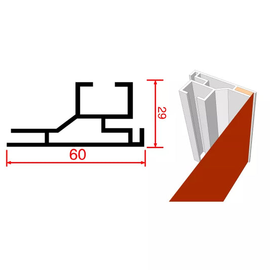 60x29mm Single Side Aluminum Fabric Extrusion for Light Box