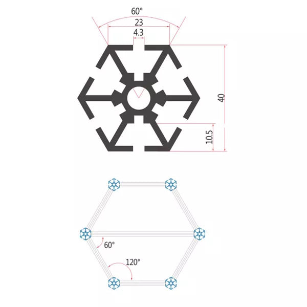 Octanorm Aluminum Upright Extrusion 60°