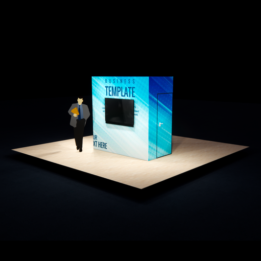 TT1 Backlit Trade Show Display Tower Storage 6.6′ W x 3.9′ D x 8.2′ H
