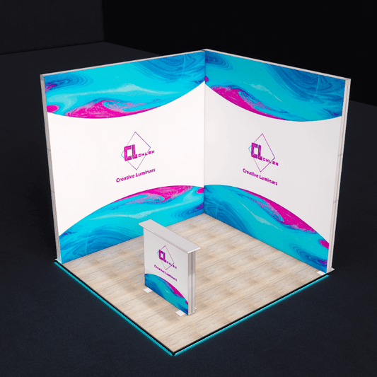 Creative Luminars Portable LED Fabric Trade Show Booth with Customizable Modular Flooring