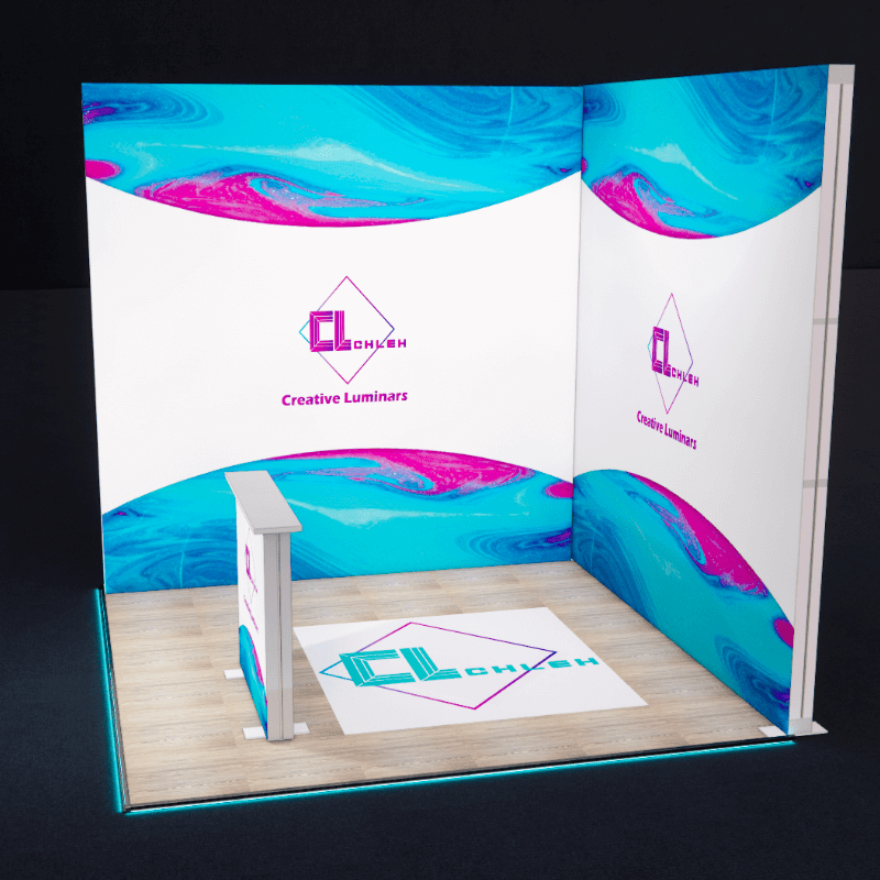 Creative Luminars Portable LED Fabric Trade Show Booth with Customizable Modular Flooring