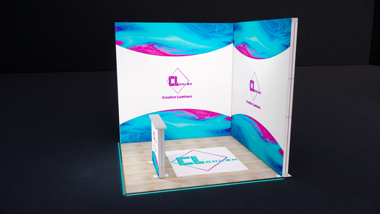 Creative Luminars Portable LED Fabric Trade Show Booth with Customizable Modular Flooring