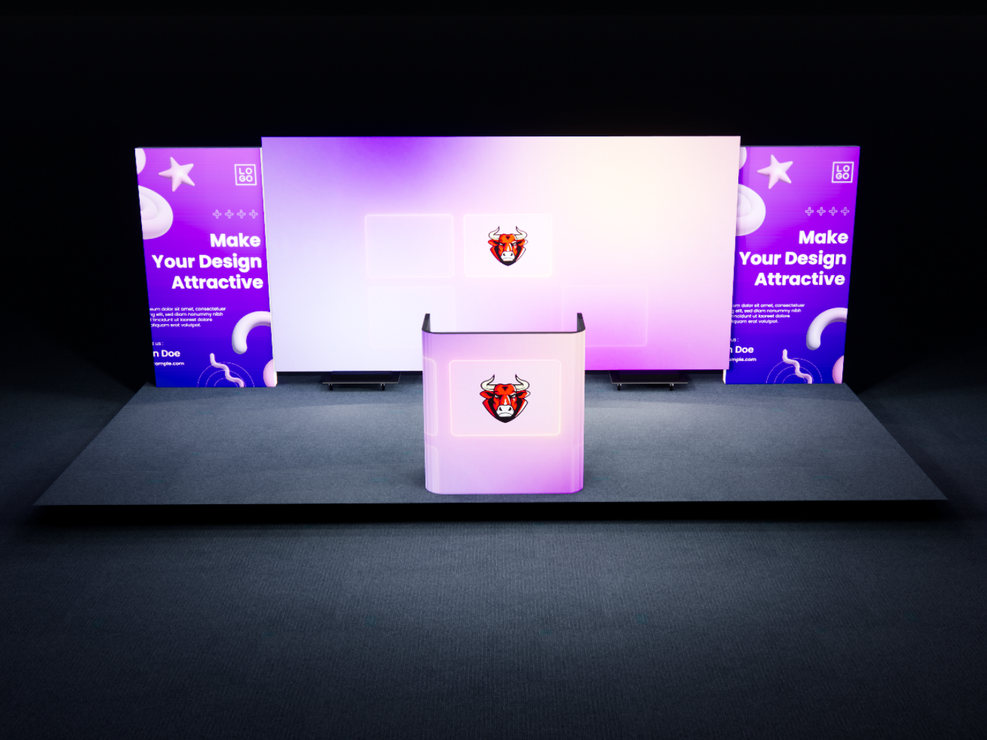 Trade Show LED Video Wall Booth with curved led video counter