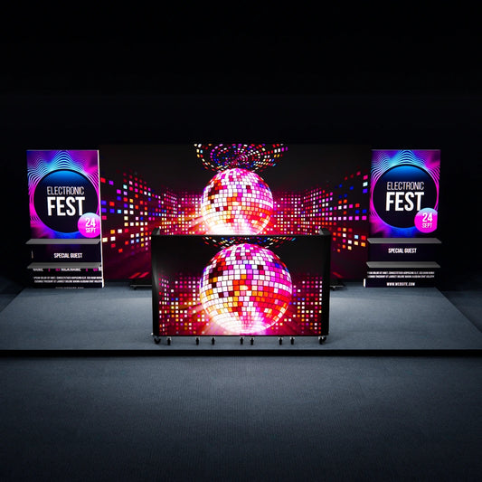 Movable LED Video Trade Show Booth: Video Wall & DJ Booth & Shelving