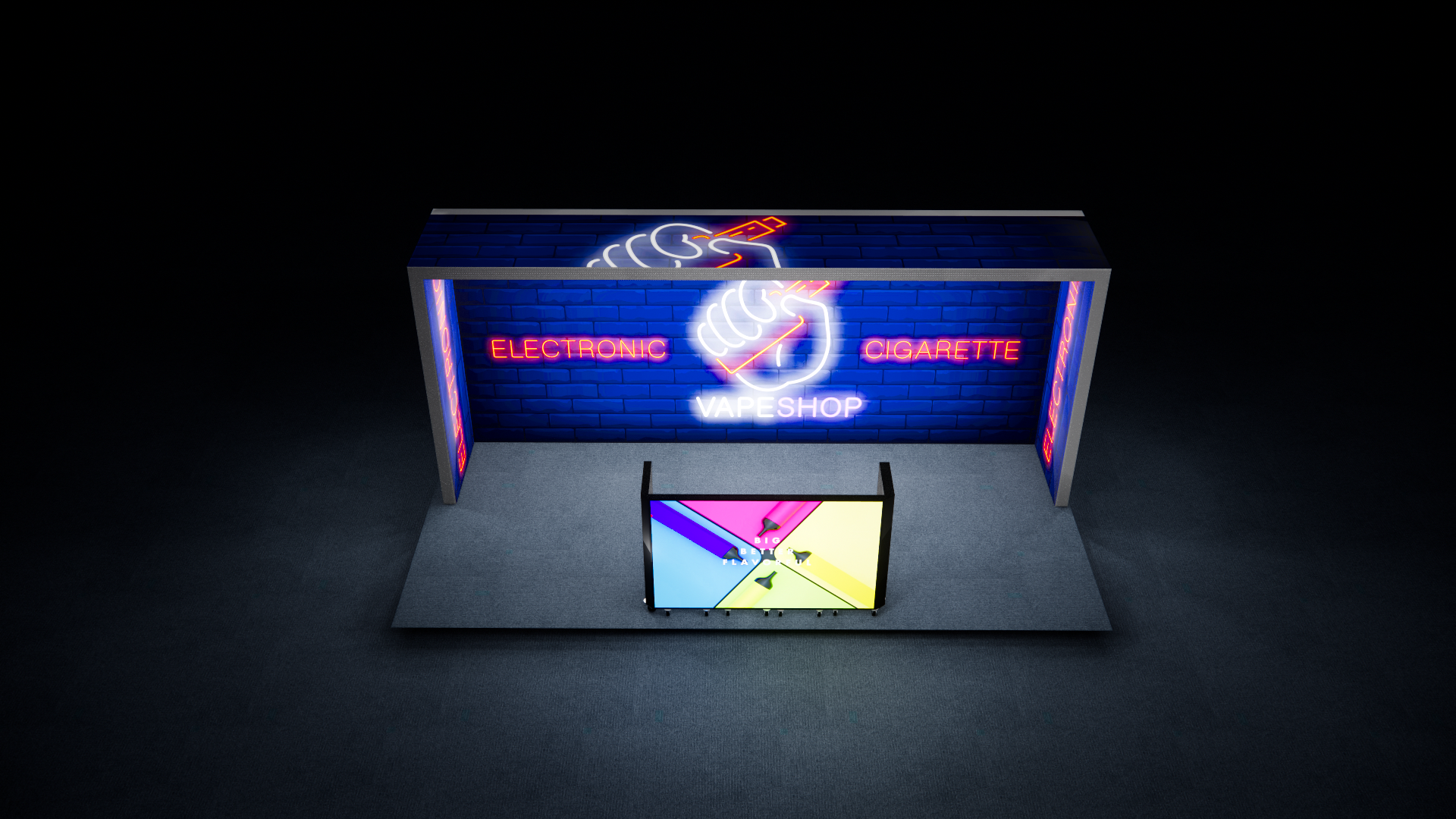 6-Fold LED DJ Booth & Backlit SEG Lightbox Wall 10x20 Exhibit Booth
