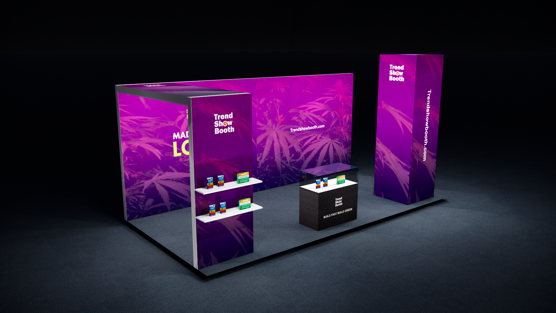 10×20 Portable Backlit Booth with Arch, Tower & Showcase