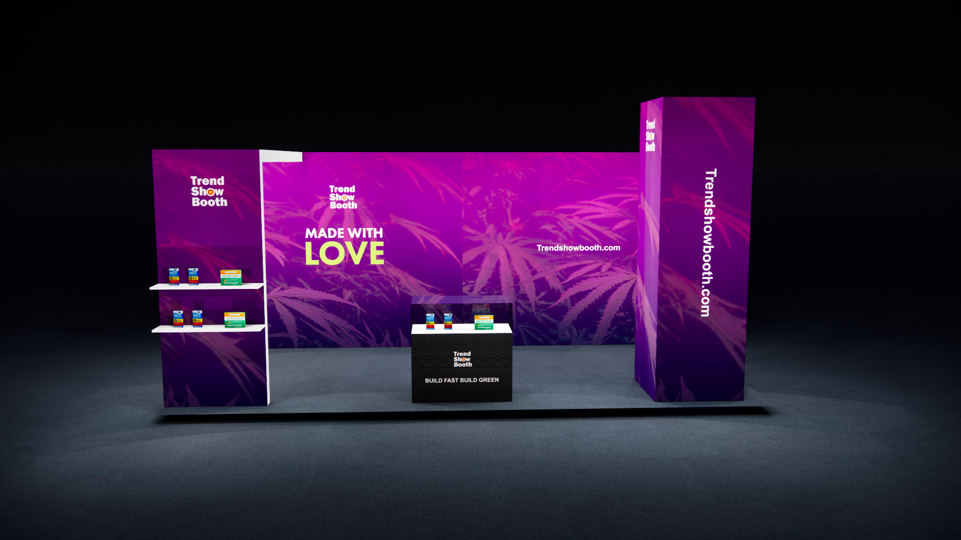 10×20 Portable Backlit Booth with Arch, Tower & Showcase