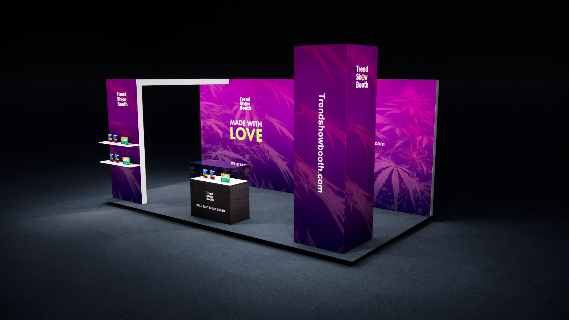 10×20 Portable Backlit Booth with Arch, Tower & Showcase
