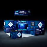 20×20 Island Booth with LED Video Wall & Hanging Sign for Trade Show
