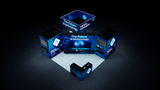 20×20 Island Booth with LED Video Wall, Dual Storage & Backlit Counters
