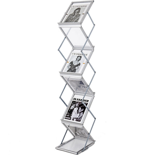 A4 Aluminum Portable Magazine Banner Display Rack Foldable Catalogue  Literature Stand Brochure Holder