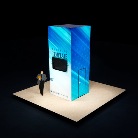 TT6 Backlit Trade Show Display Tower Storage 6.6′ W × 6.6′ D × 15.7′ H