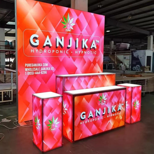 Modular Backlit 10 x 10 Trade Show Displays with Exhibition Counter
