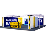 Modular F1 Motorsport 30x40 Pit Garage Walling with Integrated Lighting Gantry